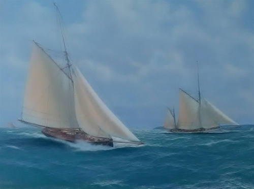 J F Morgan RSMA - A Freshening Wind - Victorian Yachts