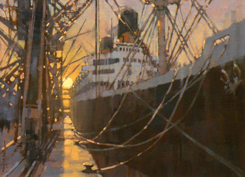 Queen Elizabeth tied up in Liverpool